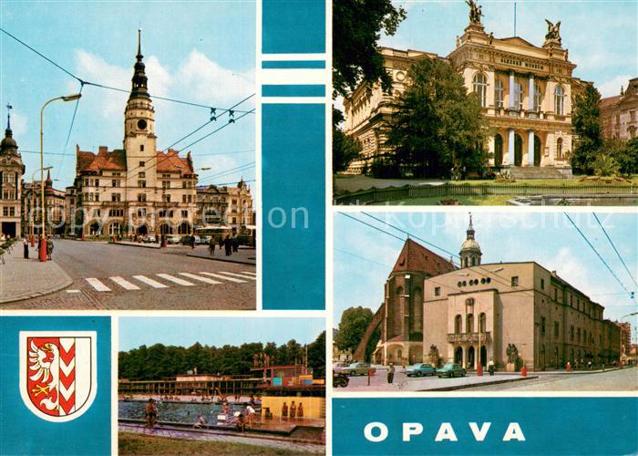 Opava Troppau CZ Rathaus Museum Freibad Theater