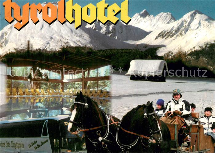 Obsteig Tirol Tyrolhotel Hallenbad Pferdekutsche Winterlandschaft Alpen