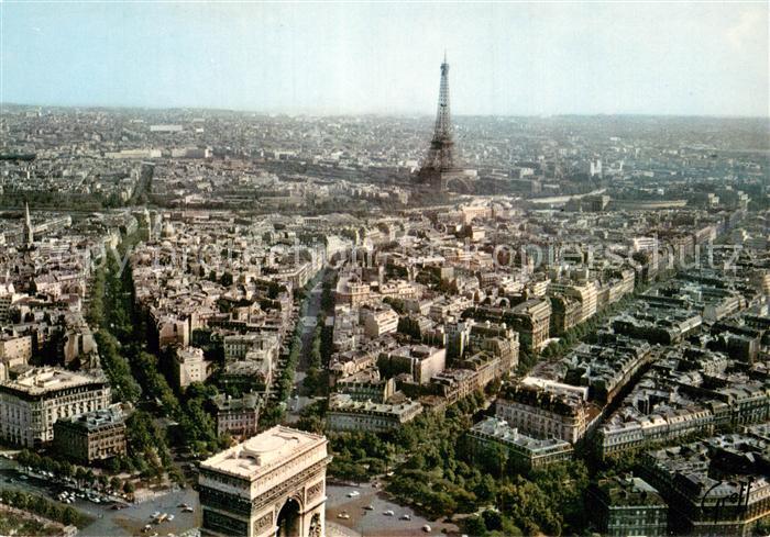 Paris 75 Arc de Triomphe et la Tour Eiffel vue aérienne