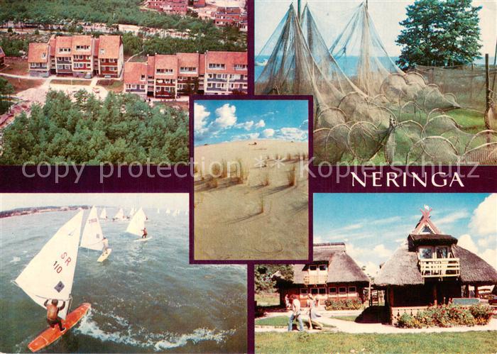 Neringa Lithuania Siedlung Fischernetze Surfer