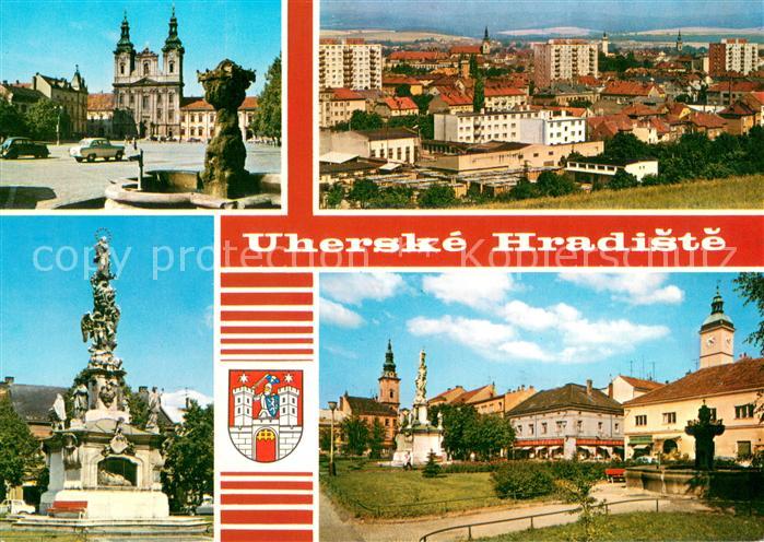 Uherske Hradiste CZ Namesti Klementa Gottwalda Celkovy pohled Morovy sloup Names