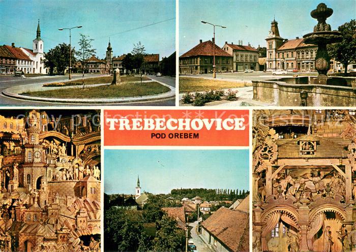 Trebechovice pod Orebem CZ Gottwaldplatz Brunnen Stadtpanorama Kirche Inneres