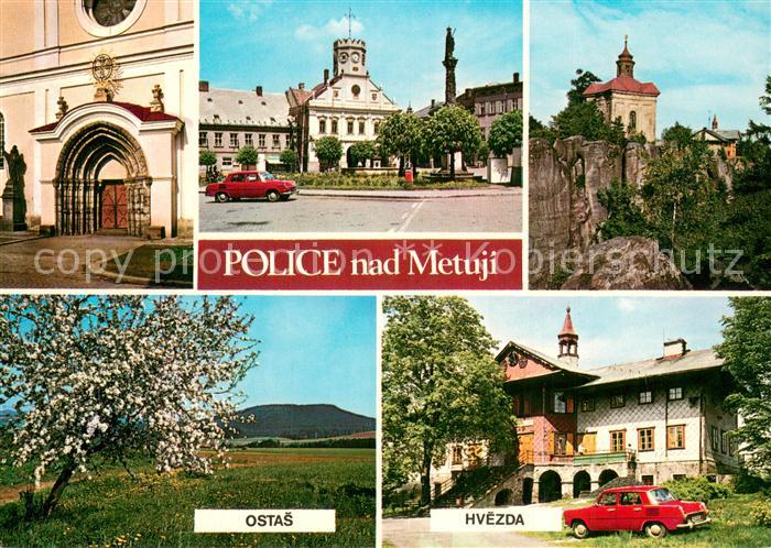 Police nad Metuji Kirchenportal Platz Rathaus Turm Landschaft Ostas Hvezda Resta