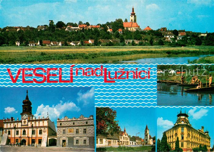 Veseli nad Luznici Stadtansicht mit Kirche Gebaeude Innenstadt