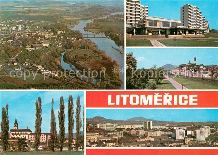Litomerice Leitmeritz Nordboehmen Luftbild Einkaufszentrum Stadtpanorama Kirche