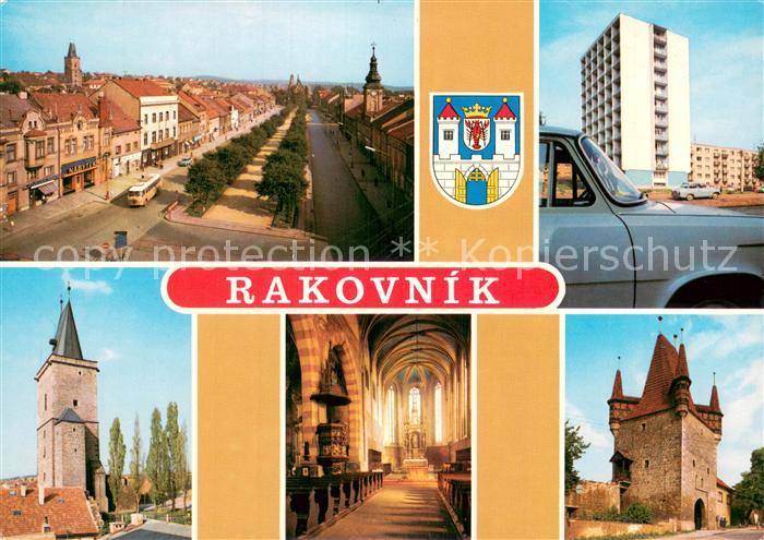 Rakovnik CZ Husovo namesti sidliste Vysoka brana chram sv Bartolomeje Prazska br
