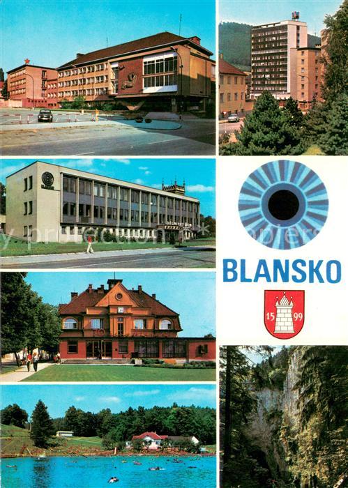 Blansko Teilansichten Hotel Hochhaus Badesee Natur Felsen