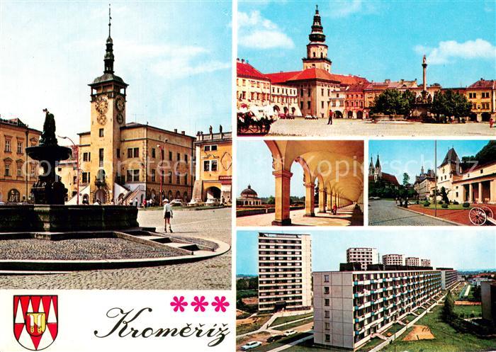 Kromeriz Kremsier CZ Velke namesti s radnici Velke namesti se zamkem Kvetna zahr