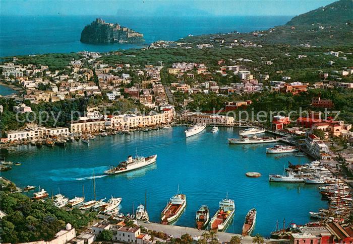 Ischia IT Veduta aerea Il Porto e il Castello
