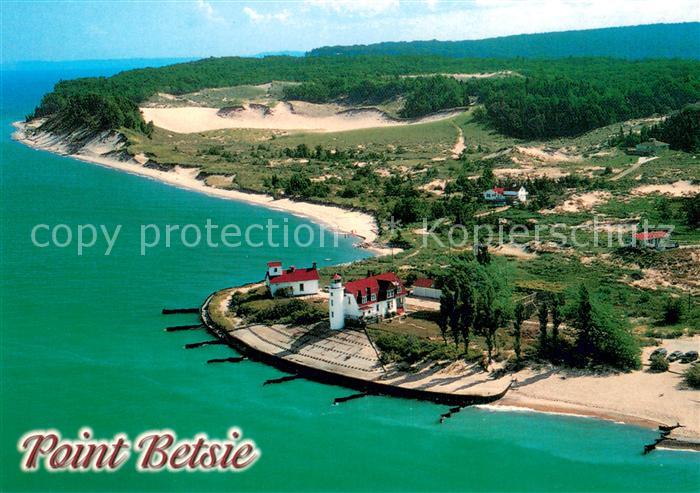Point Betsie Frankfort Michigan Lighthouse east shore of Lake Michigan aerial vi