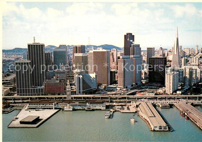 San Francisco California Embarcadero Center and Waterfront aerial view