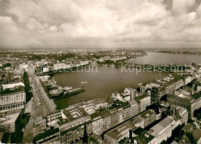 HAMBURG  CITY Jungfernstieg mit Binnen und Aussenalster Fliegeraufnahme