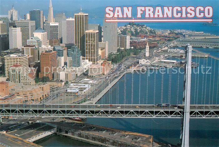 San Francisco California Bay Bridge Financial District North Beach with Coit Tow