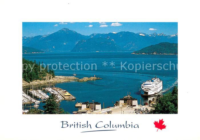 Horseshoe Bay BC Canada ABC Ferry approaches the terminal Aerial view