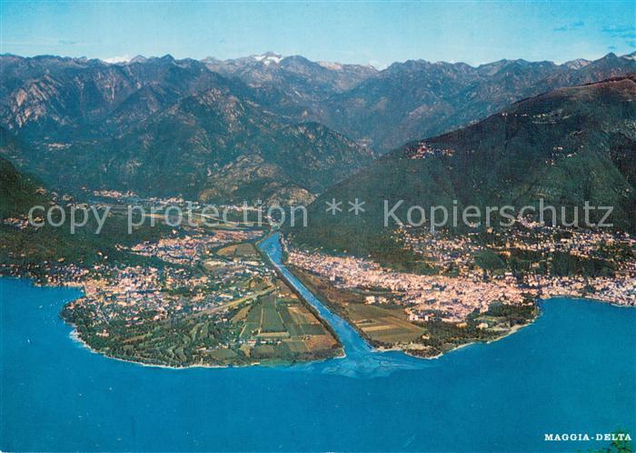 Lago Maggiore Delta della Maggia Ascona Locarno Monte Bre Cardada veduta aerea