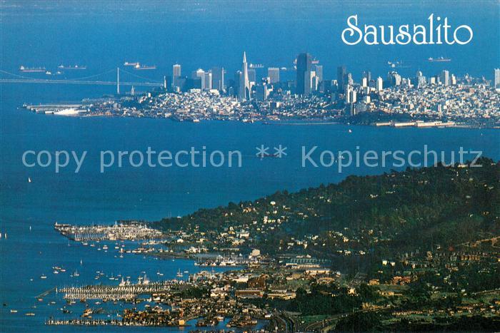Sausalito California Panorama and San Francisco in the distance seen from the to
