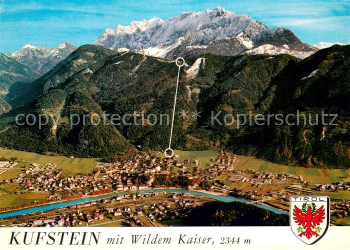 Kufstein Tirol Fliegeraufnahme mit Kaisergebirge