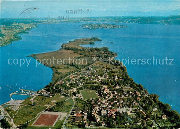 Radolfzell Bodensee Fliegeraufnahme mit Halbinsel Mettnau Insel Reichenau und Gn