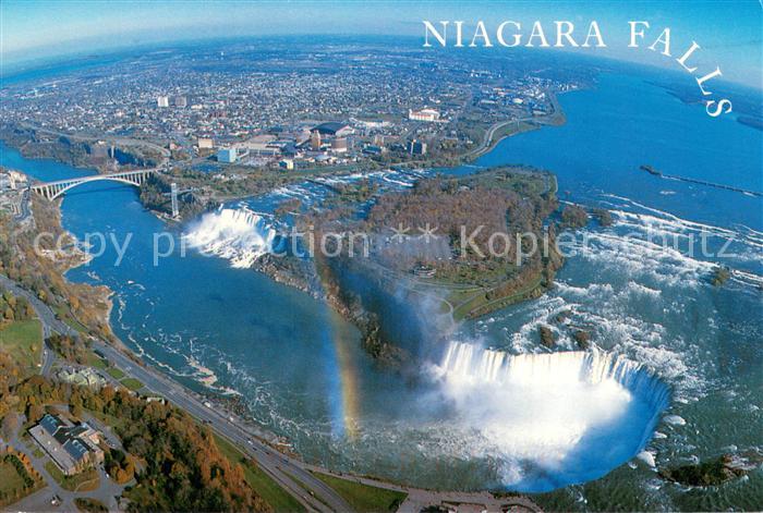 Niagara Falls Ontario Birds eye view of Canadian Horseshoe Falls Rainbow Bridge