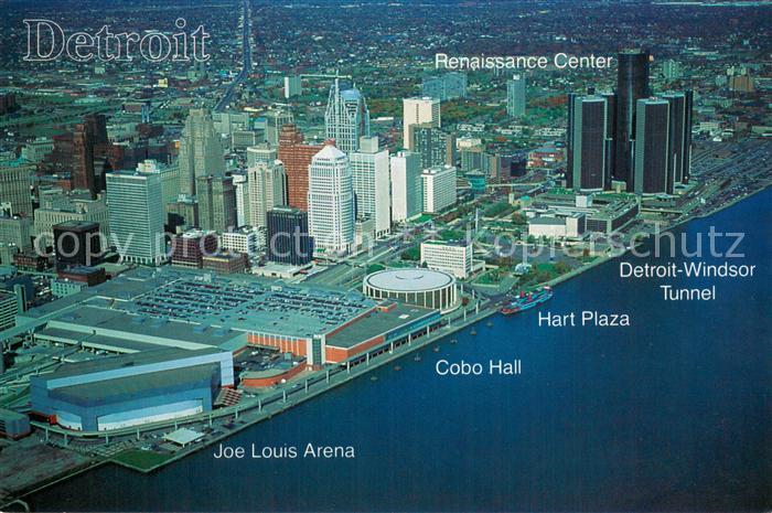 Detroit Michigan Fliegeraufnahme Motor City towering Renaissance Center and Detr