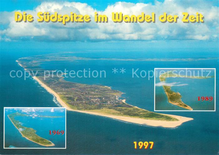 SYLT Insel Schleswig-Holstein Fliegeraufnahme Suedspitze im Wandel d. Zeit
