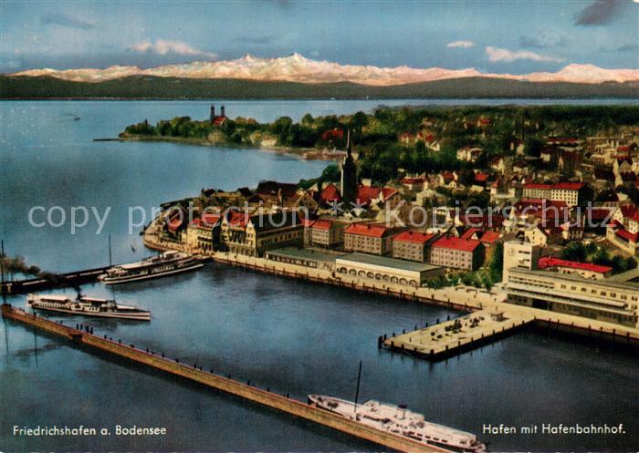 Friedrichshafen Bodensee Fliegeraufnahme Hafen m. Hafenbahnhof