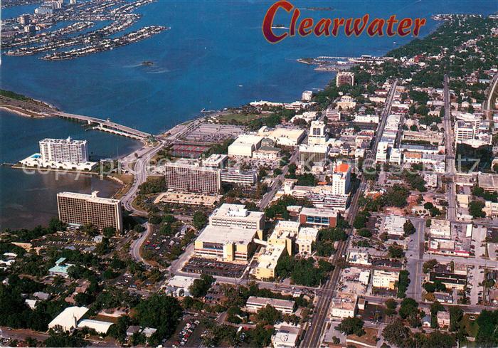 Clearwater Florida Downtown Clearwater with Clearwater Beach Aerial view