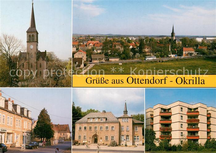 Ottendorf-Okrilla Kirche Panorama Strasse Rathaus Wohnblock