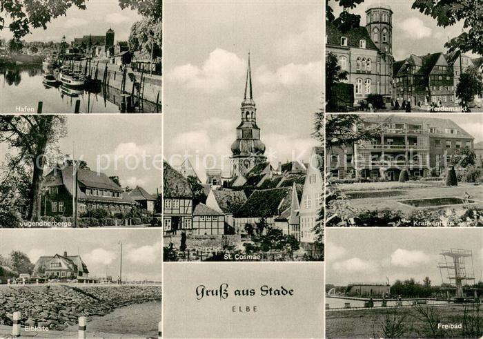 Stade Niederelbe Hafen Jugendherberge Elbkate St Cosmae Pferdemarkt Krankenhaus