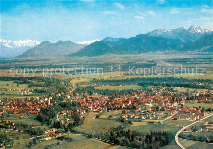 Bad Aibling Fliegeraufnahme mit Wendelstein und Wilder Kaiser