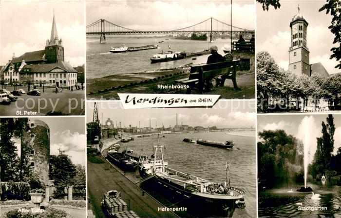 Uerdingen Krefeld St Peter Rheinbruecke St Heinrich Alter Turm Hafenpartie Stadt