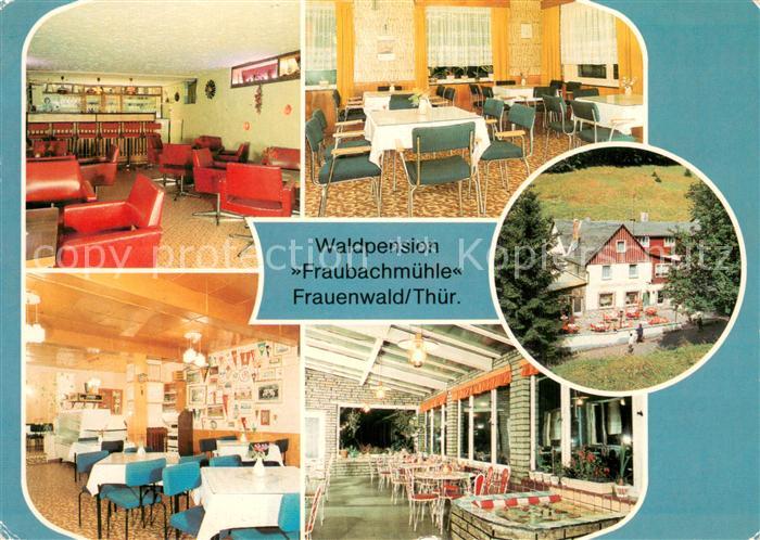 Frauenwald Thueringen Waldpension Fraubachmuehle Bar Klubraum Gaststube Glasvera