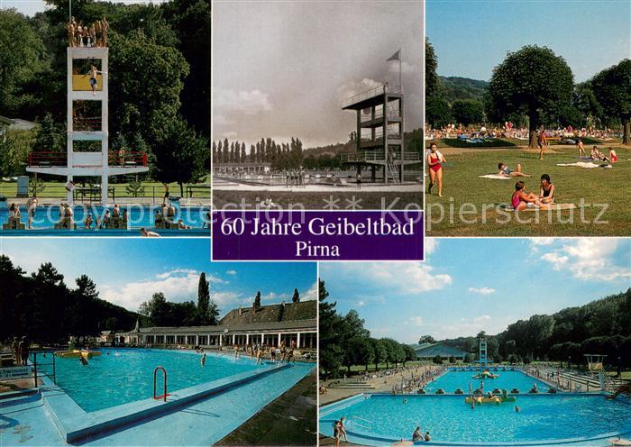Pirna Elbe Staedt Geibeltbad Sprungturm Schwimmbecken Liegewiese