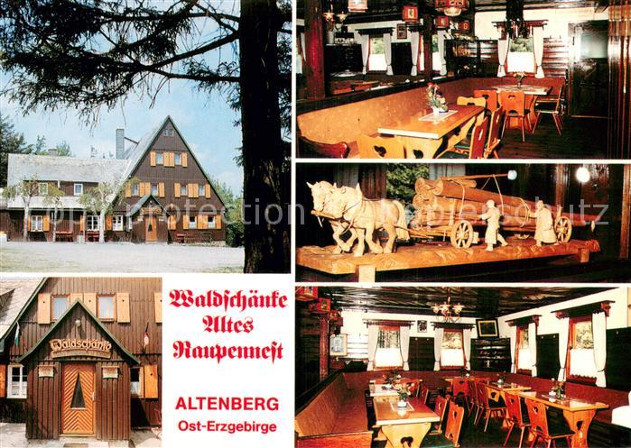 Altenberg Erzgebirge Waldschaenke Altes Raupennest Eingangstuer Gastraeume Holzs