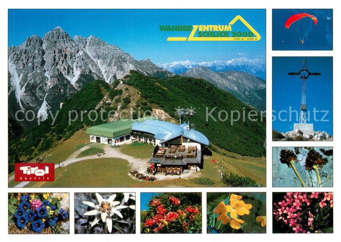 Fulpmes Tirol Panoramarestaurant am Kreuzjoch Sennjoch Gipfelkreuz Alpenblumenga