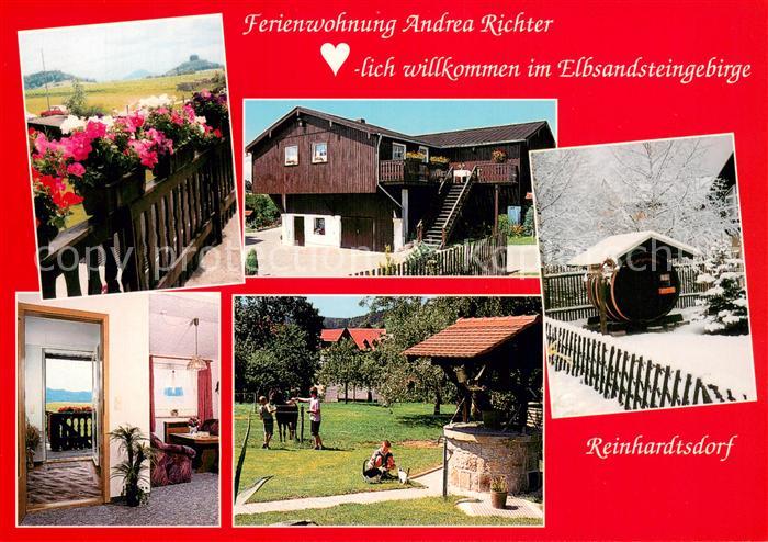Reinhardtsdorf Bad Schandau Ferienhof Richter Terrasse Spielplatz Fass