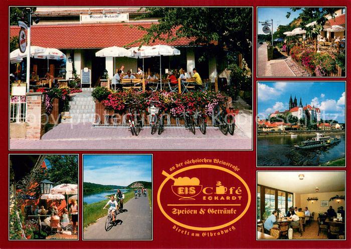 Meissen Elbe Sachsen Eiscafe Eckardt Terrasse Radweg Gaststube Schloss