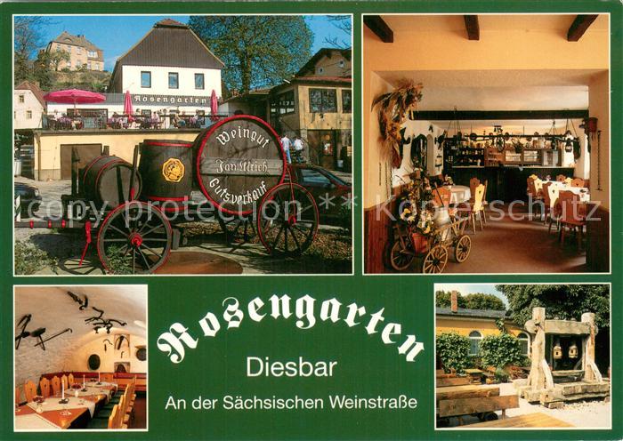Diesbar-Seusslitz Rosengarten Diesbar Terrasse Bierwagen Gastraeume Brunnen