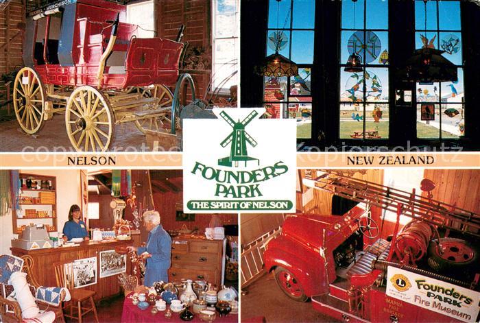 Nelson New Zealand Founders Park Postkutsche Shop Feuerwehrauto