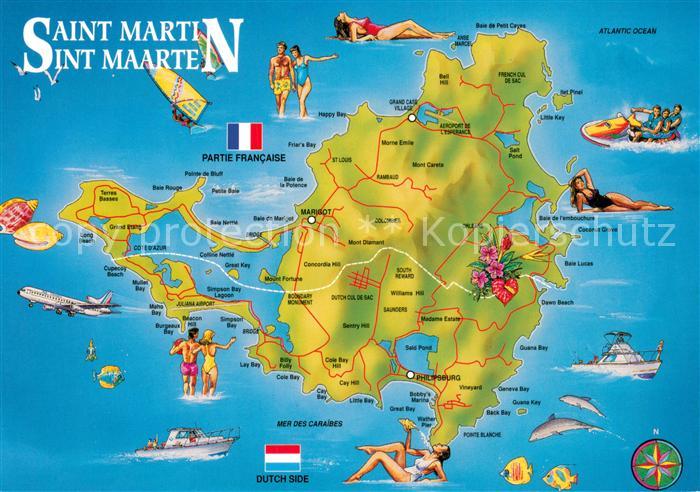 Sint Maarten Caribic Inselkarte