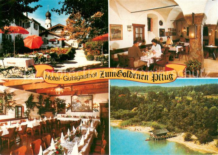 Ising Chiemsee Hotel Gutsgasthof Zum Goldenen Pflug Gastraeume Fliegeraufnahme