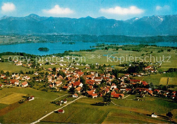 Murnau Staffelsee Fliegeraufnahme mit Herzogstand Heimgarten und Estergebirge
