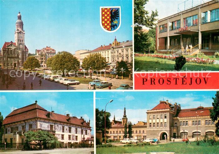 Prostejov Prossnitz CZ Namesti 9 kvetna s radnici Mestske lazne Pernstejnsky zam