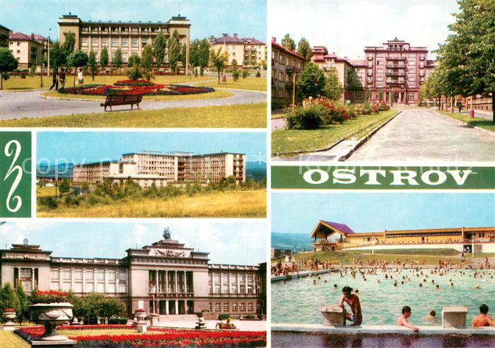 Ostrov Schlackenwerth Stadtansichten Schloss Freibad