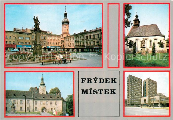 Frydek-Mistek Marktplatz Innenstadt Kirche Hochhaeuser