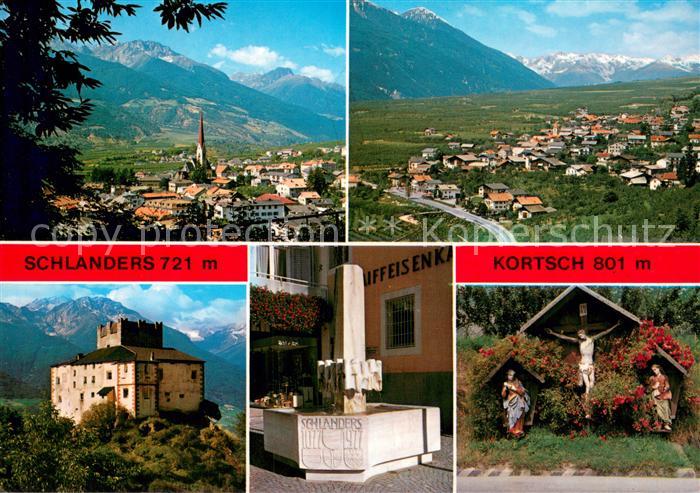 Schlanders Suedtirol Kortsch Burg Schlandersberg Panorama Vinschgau Dolomiten Br