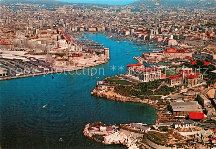 Marseille 13 Vue aerienne du Port Fort St Jean et Fort St Nicolas