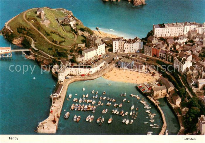Tenby Wales UK Fliegeraufnahme mit Bootshafen