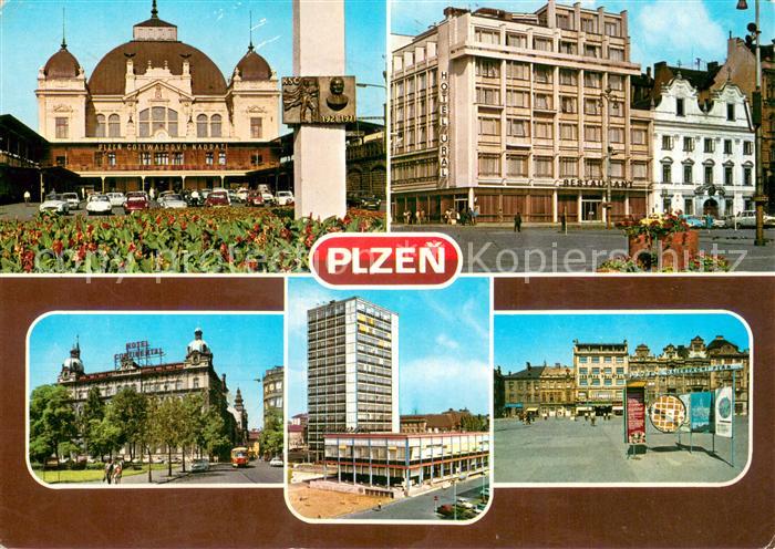 Plzen Pilsen Gottwaldovo nadrazi Hotel Ural Hotel Continental Restaurace Bohemia