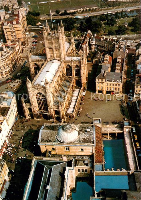 Bath  UK Aerial view of the Roman Baths Pump Room and Abbey